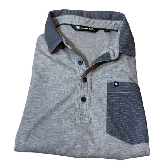 Travis Mathew Polo Mens Short Sleeve Pocket Tee Size Medium Gray Collar Golf - Picture 4 of 5